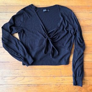 Abercrombie & Fitch Soft and Cozy Deep Cut Front Tie Black